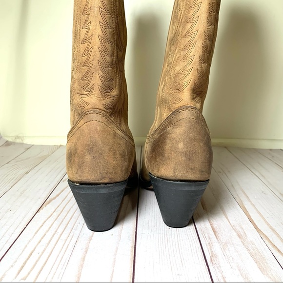 Masterson Suede Womens Cowboy Boot Mid Calf Stitched Detail Leather Size 7 - Picture 8 of 11